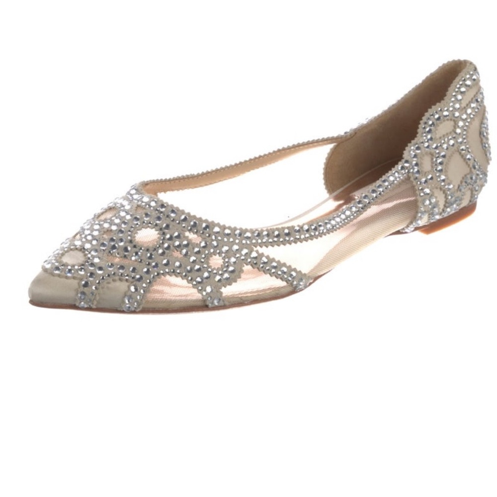 Badgley Mischka Crystal Embellished Flats